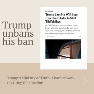Jen Gunter Instagram - Missing from many headlines, and even articles, about the fact that Trump plans to halt the TikTok ban is the fact that he called for the ban. 

I just can’t even with this timeline…