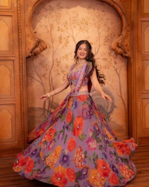 Jhanvi Bhatia Instagram - HAPPY DIWALI 🪔✨❤️🙏🏻

It’s literally one of the happiest time of the year!!! I hope you all are home celebrating w your close ones and in case you’re not, here’s sending virtual hugs and lots of gulab jamuns to you 🥹😋❤️

Love & light 💖
JB

Outfit: @tirumaladesigners 💜
Hair: @makeoverbymaheeshah 🧡
Shot by: @anmoltawde 💚

#diwali #diwalioutfit #diwalifashion #diwalipooja #poseideas #lehenga #lehengalove #diwalispecial #gharmorepardesiya #explorepage #foryou #jhanvibhatia