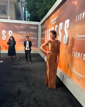 Jill Wagner Instagram - We did it !!! Baby we did it !!! @urban_cimo believed in my dream and our worlds collided in such a beautiful way . Out of that @lionesspplus was born .  GOD had our backs all this time . I couldn’t be more honored to have Taylor Sheridan as the captain of our ship and to have all of the lovely passengers on board. This show has been the adventure of my career and I am just so very thankful and proud to be a part of it . Thank you @zoesaldana for your brilliance on and off screen . You are a gem of a human being and you are FIRE this season . @nicolekidman I was in awe of you before this project and even more now knowing your heart . You are a gift to this show . @morganfreeman each time I watch you work my understanding of what it means to be an actor deepens . You are a force . @realmichaelkelly you know how much I adore you off screen but you seriously are one of the best on screen ! @genirodriguez wait until the world gets a load of you ❤️ @thad.luckinbill you have been a favorite of mine from the beginning . You ground every scene you are in . This show is lucky to have you . @dave_annable the world is going to fall in love with Neil because of the man you bringing to it ! I adore you ! @hannahlovelanier you are a talent that I can’t wait to watch grow ! @curlycelly you light up the screen . To all my QRF boys @lamonicagarrett , @jonahwharton , @actorjamesjordan and Austin Hebert … I am honored to be on your team . You fellas are like brothers to me and I love you . And to @laysladeo for being the first Lioness . You will always be so special to me. Thank you again to @101studiosco , and @paramountplus for believing in this show . I can’t wait for October 27th !!!!! Let’s GO!!!!!! Credits: @darais_the_artist , @lindaflowers07 , @highheelprncess ,
dress: @retrofete
Jewelry:@Effyjewelry
Shoes: @jimmychoo
