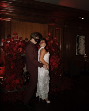 Kalani Hilliker Instagram - Our engagement party🥀🎭🖤💍

Thank you to all our amazing friends and family that came out to celebrate us. We love you and are so grateful to have so many amazing people around us. 

Love, The Future Goldmans💋
@audreywoodevents 
Vendors: 
Photo: @brie.filmandphoto
Video: @kylehustis 
Hotel: @thecambyhotel 
Stylist: @cydniwhittington 
Floral: @floralsbykendra 
Rental: @epicpartyteam
Paper products: @oliviadetailsanddesign
Dj: @theactualjd 
Balloon: @theballoonchickaz
Hair: @phillyhair 
Makeup: @samanthajaene
BTS: @followthebride_