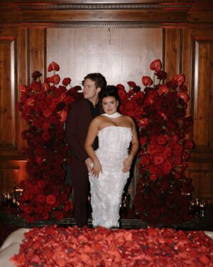 Kalani Hilliker Instagram - Our engagement party🥀🎭🖤💍

Thank you to all our amazing friends and family that came out to celebrate us. We love you and are so grateful to have so many amazing people around us. 

Love, The Future Goldmans💋
@audreywoodevents 
Vendors: 
Photo: @brie.filmandphoto
Video: @kylehustis 
Hotel: @thecambyhotel 
Stylist: @cydniwhittington 
Floral: @floralsbykendra 
Rental: @epicpartyteam
Paper products: @oliviadetailsanddesign
Dj: @theactualjd 
Balloon: @theballoonchickaz
Hair: @phillyhair 
Makeup: @samanthajaene
BTS: @followthebride_