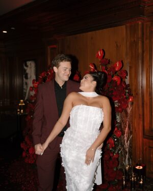 Kalani Hilliker Instagram - Our engagement party🥀🎭🖤💍

Thank you to all our amazing friends and family that came out to celebrate us. We love you and are so grateful to have so many amazing people around us. 

Love, The Future Goldmans💋
@audreywoodevents 
Vendors: 
Photo: @brie.filmandphoto
Video: @kylehustis 
Hotel: @thecambyhotel 
Stylist: @cydniwhittington 
Floral: @floralsbykendra 
Rental: @epicpartyteam
Paper products: @oliviadetailsanddesign
Dj: @theactualjd 
Balloon: @theballoonchickaz
Hair: @phillyhair 
Makeup: @samanthajaene
BTS: @followthebride_
