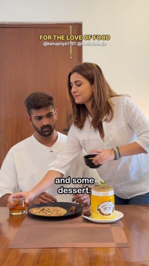 Kanupriya Gupta Instagram - Didn’t know good food had so many OTHER benefits 🤫🤣🥹😅

@prideofcowsindia 

#funnyreels #reelitfeelit #couplereels #funnyvideos #AD