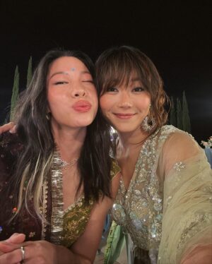 Karen Fukuhara Instagram - Celebrating Anna & Ami at their Indian x Chinese wedding 🎊💍 It was a beautiful marriage of both cultures - thank you for allowing me to learn about your traditions and witness your love!

Tremendous thanks to my childhood friend, Aisha, who is a total boss and opened up her own Indian clothing company KYNAH. She went above and beyond by getting not one, but two dresses sent for me all the way from India AND getting them tailored! Whether you’re the bride or a wedding guest, @shopkynah will make sure you’re set! The dresses were absolutely STUNNING✨ I mean…the sparkle…the train🥹 I still dream about them. Thank you so much Aisha❤️