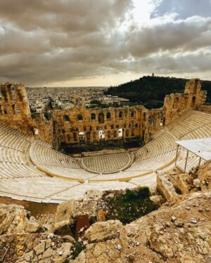 Katie Lowes Instagram - Theatre is my happy place. Getting to see the Theatre of Dionysus where every Greek tragedy/comedy was first performed made me verklempt. Seeing the Odeon of Herodes Atticus where musicals were first performed made @shappyshaps start singing Joseph because of course. And then visiting the Ancient Theatre at the Asklepieion of Epidaurus and standing center stage and being able to speak in a whisper that could be heard in the last row was glorious. And then to whip out the travel potty and hang with my daughter was classic mom travel stuff that I live for. Greece has totally rocked our world.