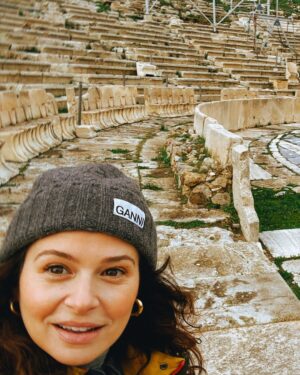 Katie Lowes Instagram - Theatre is my happy place. Getting to see the Theatre of Dionysus where every Greek tragedy/comedy was first performed made me verklempt. Seeing the Odeon of Herodes Atticus where musicals were first performed made @shappyshaps start singing Joseph because of course. And then visiting the Ancient Theatre at the Asklepieion of Epidaurus and standing center stage and being able to speak in a whisper that could be heard in the last row was glorious. And then to whip out the travel potty and hang with my daughter was classic mom travel stuff that I live for. Greece has totally rocked our world.