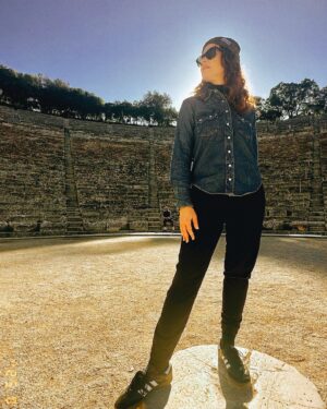 Katie Lowes Instagram - Theatre is my happy place. Getting to see the Theatre of Dionysus where every Greek tragedy/comedy was first performed made me verklempt. Seeing the Odeon of Herodes Atticus where musicals were first performed made @shappyshaps start singing Joseph because of course. And then visiting the Ancient Theatre at the Asklepieion of Epidaurus and standing center stage and being able to speak in a whisper that could be heard in the last row was glorious. And then to whip out the travel potty and hang with my daughter was classic mom travel stuff that I live for. Greece has totally rocked our world.