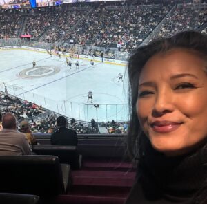 Kelly Hu Instagram - Had a blast at my first hockey game today cheering on the Vegas Golden Knights.  Huge thanks to @tamahil , Larry Barnard and Intermountain Health for the awesome experience and view from the suite! 
#NewHockeyFan
@vegasgoldenknights
#VegasGoldenKnights
#GoldenKnightsHockey