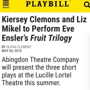 Kiersey Clemons Instagram - Thank you @mark.rosenblatt @eveensler @abingdontheatrecompany Come watch @miz_lyzz and I play. 121 Christopher St.