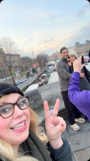 Kirsten Vangsness Instagram - This is from last week, but I love it when I’m behind on sharing life because I’m living 🇫🇷 @tinoweeno @adamrodriguez @gracegail_r ps @micheleinmakeup look my nails are still on!