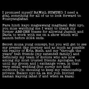 Kris Aquino Instagram - My story. My life. My new reality… #bawalsumuko #tuloyanglaban #lovelovelove