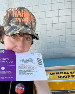 Kristen Schaal Instagram - Very happy to get to vote! I hope you do too! Me and my friends mailed some postcards, handwritten reminders to vote. November 5th is coming up fast! Also, you want to be involved in not only picking our President, but policies happening in your own backyard. Raising the minimum wage in my state was on the ballot, heck yes! Get to the polls and then get yourself a treat. You deserve it.