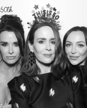 Kyle Richards Instagram - This past weekend spent with family & friends celebrating the holidays 🎄& the beautiful @mssarahcatharinepaulson’s birthday! Thank you @nickyhilton for the beautiful @rebeccavallance dress #nickyhiltonxrebeccavallance