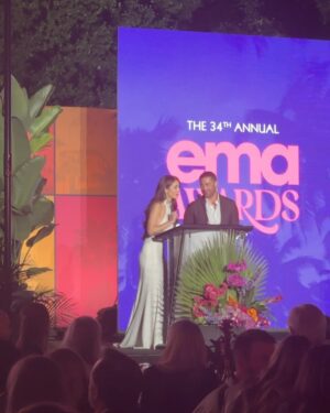 Kyra Santoro Instagram - So inspiring being at the 34th annual EMA awards last weekend. I felt hopeful and moved that there are so many actors, directors and studios in Hollywood who are making such big strides towards being more green and sustainable. Thank you for having me 🥹🌎♻️ #emaawards