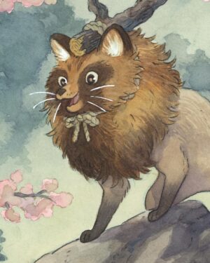 Laura Heikkala Instagram - Look at this lil’ fella!! 🦝✨ This painting of a tanuki shapeshifting (quite poorly) into a Felidar Sovereign is for @wizards_magic @mtgsecretlair Secret Lair Commander Deck: 20 ways to win. What do you think of the tiny bird friend? ☺️

I had such a fun time painting this piece!💕

#mtg #magicthegathering #secretlair #tanuki