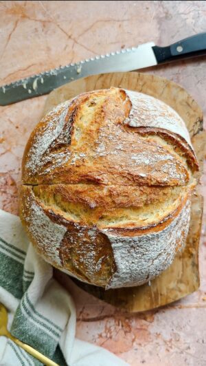 Laura Vitale Instagram - Buongiorno! Will likely share this recipe with you forever and always because it’s our favorite bread and it truly doesn’t get any easier! I didn’t even use my mixer for this, I just pulled it together into a dough (it doesn’t have to be smooth) and truly, it’s just always perfect. Recipe on my site, comment BREAD and I’ll send you a dm with the direct link. If you’re watching on FB, link for this recipe is in the comments! One thing to note, in the recipe, I don’t mention doing 2 sessions of stretch and fold (one you make the dough, cover, rest for 30 minutes, stretch and fold all around then let it rest 30 more minutes, repeat, then cover and let it rise and proceed as normal) and you can totally omit if you like and just let it rise, still comes out perfect! 😍
