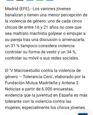 Leticia Dolera Instagram - Hoy es 25N y estas noticias son de esta semana: dos mujeres han sido asesinadas a manos de sus parejas, los jóvenes no identifican la violencia machista como tal,  aumenta la violencia sexual.

Hoy es 25N, el Día Internacional de la Eliminación de la Violencia contra las mujeres, un día para denunciar la violencia que se ejerce sobre las mujeres en todo el mundo y reclamar políticas en todos los países para su erradicación. 

Noticias como estas aparecen A DIARIO, en los periódicos, aunque ya no ocupen portadas.
Está claro que estamos viviendo un repunte de la cultura machista y en consecuencia, de la violencia machista. Resulta abrumador. Y las medidas públicas siempre parecen insuficientes, quizás también porque lo son.
Estamos ante una lucha histórica, no es fácil, el cambio es de raíz, es político, cultural, económico… pero por lo menos, NO NORMALICEMOS ESTA VIOLENCIA, no nos anestesiemos. Basta ya. #25noviembrediainternacionalcontralaviolenciamachista