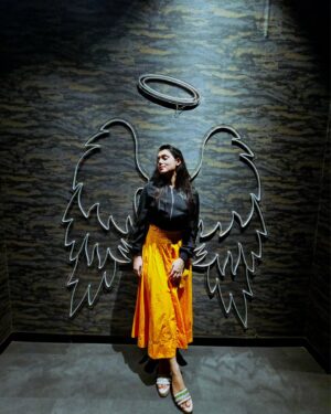 Mallika Singh Instagram - 🖤💛 
Oh, you whistle in the wind,
 As the night is long..
The wind will blow, the dawn will glow
  under the moon that's playing hide & seek🌙