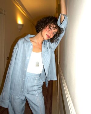 May Calamawy Instagram - Feeling myself at my first fashion show with @newbottega & @matthieu_blazy - Thanks for having me and fitting me into this piece from your men’s collection 🤍🐰⁣🔥
⁣
Hair   📸: @mashyourhair 
Makeup: @amir.mkp