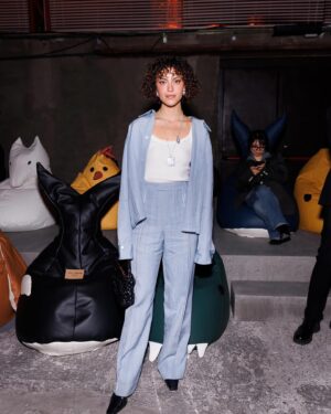 May Calamawy Instagram - Feeling myself at my first fashion show with @newbottega & @matthieu_blazy - Thanks for having me and fitting me into this piece from your men’s collection 🤍🐰⁣🔥
⁣
Hair   📸: @mashyourhair 
Makeup: @amir.mkp