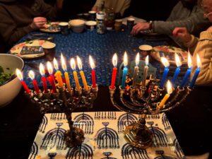Mayim Bialik Instagram - What a year. The #eighthnightofchanukah featured a rousing game of Chanukah bingo. And I took the picture long enough after lighting candles that you couldn’t tell that half of them were candles that had been blown out in years past 🤦‍♂️ Don’t ask. Onward to 2025. 🕎