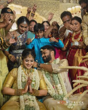 Megha Akash Instagram - My bestfriend and soulmate 
Forevermore 💍 🤍

Hair and make up @salomirdiamond @teamdiamondartistry @raisedbrowsbybhavani 
Photography @moonstruckbykarthiksrinivasan 
Saree @dhinakaran_silks 

#MegsVish