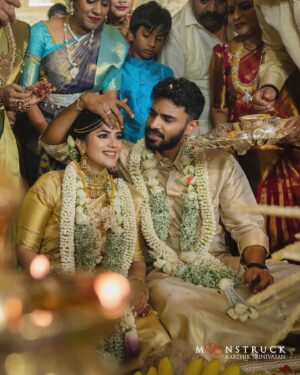 Megha Akash Instagram - My bestfriend and soulmate 
Forevermore 💍 🤍

Hair and make up @salomirdiamond @teamdiamondartistry @raisedbrowsbybhavani 
Photography @moonstruckbykarthiksrinivasan 
Saree @dhinakaran_silks 

#MegsVish