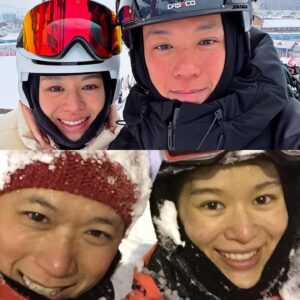 Myolie Wu Instagram - Happy 9th willow anniversary, 結婚九周年柳婚快樂。
九年前第一次滑雪度蜜月，九年後加三隻馬騮第二次滑雪，我覺得我們都沒有變得太多，謝謝你這九年的支持，努力和愛！♥️9️⃣❄️ @hakkaphil 
#9thanniversary 
#willowanniversary