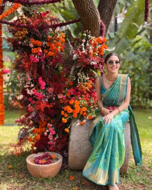 Neha Shetty Instagram - Stepped into the season of love, draped in culture. 🌺