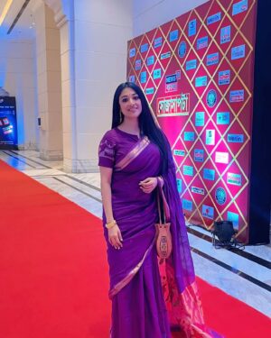 Paoli Dam Instagram - Owning the night in style! ✨ 
 
@news18bangla thanks for inviting me 

Makeup: @makeupbysouravg
Styling:  @an3style
Jewellery: @gahanejewellery
Saree : @aranya_kolkata

#PaoliDam #StyleStatement #EleganceRedefined #News18bangla #dashabhuja #explore #style #fashion #fyp #saree