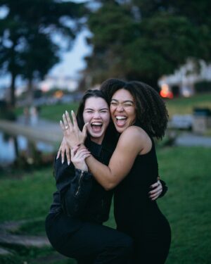 Paris Berelc Instagram - little late on posting but the face says it all. my hot cocoa is engaged to a man who loves and cherishes her and i could not be happier. i thought about this day when we were wittle 14 year old babies. it’s insane how grown up we are now. the amount of times i cried that day was a crime to my eyes but it’s just because i love you so much. my love for you runs deep and always will. to the future bride and groom! 🥂