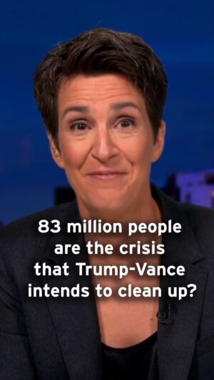 Rachel Maddow Instagram - JD Vance is proposing deporting 25% of the population of the United States? 83 million people are the crisis that Trump-Vance intends to clean up?