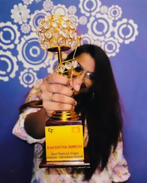 Rakshita Suresh Instagram - First award of 2025.. grateful ♥️🧿
Thank you so much MGR-Shivaji Academy Award for this honour! 🏆✨
