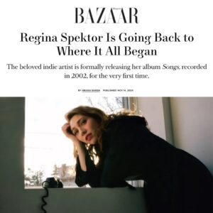 Regina Spektor Instagram - Songs record is coming out so soon 🎶 Here’s a lovely interview with @harpersbazaarus to preview the release. 

Plotting two more Songs record show locations💕If you wanted tickets to NYC and missed out- sign up to the text list and stay tuned (link in bio) 🙈🤞🎶🙃 we’ll announce the 2 last locations sooooon. LOVE 🕯️✨❄️🍁🎶🍂❤️

📸 @shervinfoto 
💃 @batshevadress 
Styling by @orleenyc ✨💕🙌