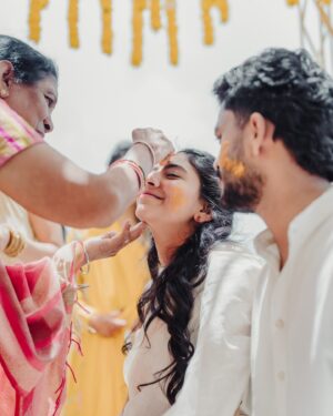 Sai Pallavi Instagram - Lil did I know that my sister’s wedding would also be the next phase of my life! I witnessed every soul present in the ceremony tear up, bless them and dance in joy! I wasn’t ready to let Pooju take this big step because this was new to me and I couldn’t advise her on pros and cons, like I always did with things in life. But in my heart I knew that my dear @v1n33 will pamper and love Pooju the way I do or maybe even more! It’s been three months since the wedding and I’ve never been this right in my life ❤️ I thank God and everyone who showered them with love and positivity ❤️ 

P.S. I’ve never been a fan of 🧿 emoticon, but I’m not taking a risk this time. They’re too precious 🧿🧿🧿🧿🧿
 
@eshantrajuphotography you and Khushboo were magic! Each picture was a painting, unspoken words🥹❤️

The last 10 pictures were by @vivekkrishnanphotography and I had a tough time choosing from the million precious moments you had captured🥹