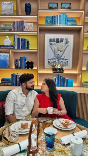 Sarah Hussain Instagram - Let me raise a toast, for the man I love the most, in the whole world ✨ One year down, forever to go ✨ from sharing autos in college, to sharing the kitchen while we make dinner, every moment with you is my favourite. 🌸 here’s to us, the ultimate partners, marriage looks good on us, doesn’t it? ✨ 

@sauravnagar_ Happy 8 Anniversary 🤗 #ZingyZest