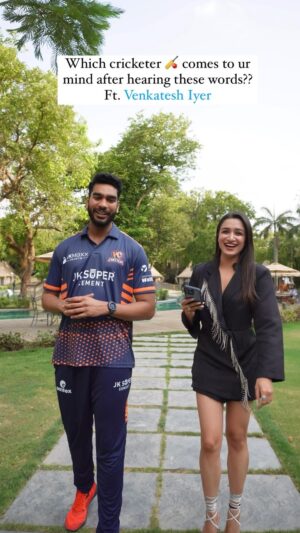 Shefali Bagga Instagram - Aapke according konse player?Comment👇 
Captain cool of @gwalior_cheetahs is here to play a quickfire with us @venky_iyer @mpleaguet20 
Shefali’s wadrobe @yougogirlbyneetuofficial 
#cricket  #venkateshiyer #kohli #viratkohli #bumrah #shikhardhawan #sachintendulkar #rishabhpant #shubhmangill #rohitsharma