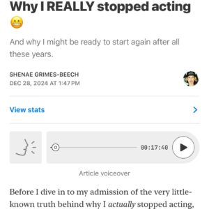 Shenae Grimes-Beech Instagram - The universe’s timing always makes me chuckle 🤯ONE WEEK after I shared the very intimate details of why I REALLY “quit acting” when I had kids AND why I just might be ready(ish) to get back on the horse with my newsletter readers — I get to promote my new movie that’s premiering TONIGHT on @hallmarkchannel!!! 😱 

This film marks a really personal milestone — you’ll understand if you read/listen to the full story I published on my Substack — and it’s also just a super sweet story and fun winter escape to the Emerald Isle that I hope you’ll indulge in tonight on Hallmark! 🇮🇪

To my wonderful producers @stanspry14 @lalalalexi THANK YOU for being so supportive throughout every single second of this shoot. To my incredible director @aliliebert 🖤 not only does your amazing energy make every set an absolute JOY to be on but you’re wickedly talented and we’d 💯 be best buds if we lived in the same place. To the amazing Irish production team and crew, there’s too many of you to name but I had the most unbelievable experience my first time filming abroad thanks to each one of you. Special shout out to my whole Irish heart @moonzie_makeup 💚

Comment NEWSLETTER if you wanna know where to sign up and read/listen to the story I shared last week!
