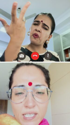 Shirin Sewani Instagram - Daal roti  prabhu ke gunn gao 🙏🏻

#family #love #sister #reels #shibanibedi #shirinsewani #instagram 

Family reels love funny video sister
