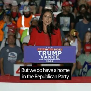 Tulsi Gabbard Instagram - For independent-thinkers like myself, there is no home in the Democrat Party.  However, there is a home for us in the Republican Party. 

The Republican Party of warmongering elite Dick Cheney is in the past.  Trump’s  GOP is a big open tent party of the people, equality, commonsense, and the party that is led by a President who has the courage and strength to fight for peace. 

Tonight I stood with President Trump and announced I am joining the Republican Party.  President Trump is our best and only hope in this election to lead our country toward a future where every one of us can live in a truly free, peaceful, and prosperous nation. Now is the time for us to stand together, vote for Trump and save our country.