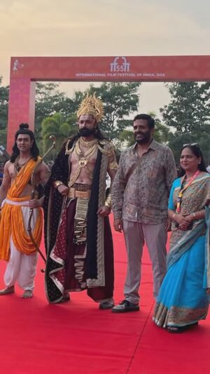 Vaibhavi Kapoor Instagram - Walking the red carpet at #iffi #goa was a surreal experience with the cast of #kaakbhusundiramayan 

The occasion was attended by @drpramodpsawant chief minister of goa and many stellar dignatoroes, bollywood celebrities and government officials from @pibindia @mib_india @nfdcindia etc 

The launch of the #ott app of @ddnational called @waves_pb was launched on this day! 

Soon you can watch your #ramayan on streaming platform of doordarshan at your convient time and place! 

#pib #wavespb #ramanandsagar #sagarworld @shivsagarchopra @imdvsh #redcarpet #launch #filmfestival #goatourism #hanuman #ayodhya #ramlalla