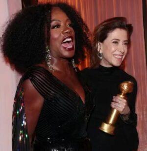 Viola Davis Instagram - A revelatory evening. I see my "legacy" more clearly than ever. I'm...inspired. Thank you Golden Globes for this honor. It has sparked a flame ❤️❤️🙏🏿

My Golden Globes Look 🖤💜💛🩷💚🖤
Dress by @Gucci @sabatods
Earrings by @swarovski
Styled by @elizabethstewart1 
Hair by @jamikawilson
Nails by @julieknailsnyc
MUA by @sergiowastaken