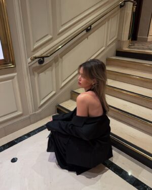 Virginie Conte Instagram - Stepping into the weekend like… 🖤 What’s your go-to look for a night out?