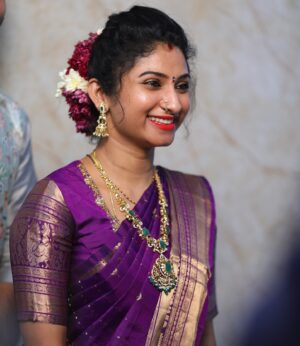 Vishnu Priya Instagram - Us 💜💜💜💜🧿🧿🧿🧿🧿🧿 
.
📸: @rs_clicks95 ♥️
.
Saree : @vinayakasilks24 ♥️ 
.
#candid #candidphotography #photographer #photography #engagement #family #happyus #love #spreadlove #spreadpositivity #sidshnu #subscribe #thankyou