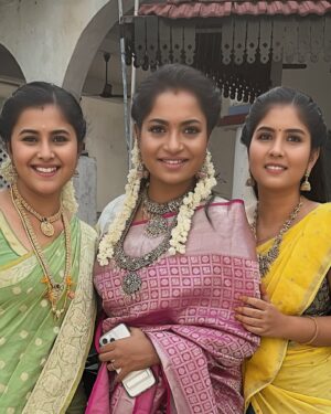 sathya sai krishnan Instagram - The Pandian store Fam ♥️ Girl power 

@sathyasai_krishnan @hemarajsathish_official @_shalinii__ @sharanyaturadi_official 

How is our combo in Pandian stores??