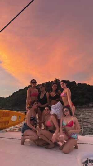 Aaliyah Kashyap Instagram - just the girls on aaliyah’s bachelorette through a camcorder <3