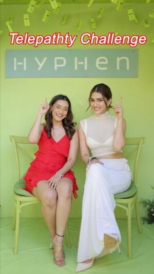 Aashi Adani Instagram - We don’t have much in common (clearly🤪) except our LOVEEEE FOR SKINCARE! 😍☺️ So much fun with @kritisanon at the launch of @letshyphen’s Ultra Light Water Sunscreen! 🌞

#itSUNbelievable #HyphenSundowner