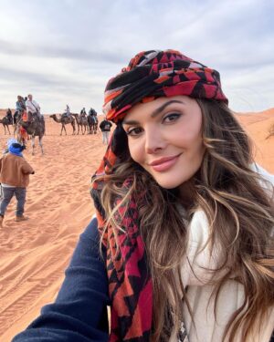 Ali Landry Monteverde Instagram - This entire time in Africa has been surreal but  riding camels out into the desert at sunset to camp under the stars overnight in the Sahara with friends from every corner of the globe will go down in the record books as top experiences of a lifetime! @sahara_serenity_tours #makingmovies 🐪 🏜️ 🔥 ✨ 🎥