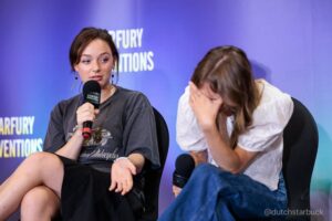 Amalia Holm Bjelke Instagram - Thank you #Switches for bringing us together from wide and far! Your Raylla Captains salute you!! What a time we had at @starfuryevents Witchbomb in London this August 🥺 my tv-wife @taylor.hickson always making me feel like the funniest 💖🩷💖🩷 @motherlandtv