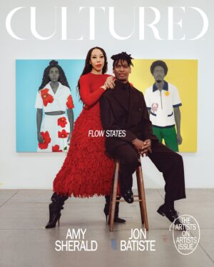 Amy Sherald Instagram - Introducing the Artists on Artists issue starring @asherald and @jonbatiste.

It’s been a busy year for the history-making painter and musician. Amy Sherald just opened “American Sublime,” her mid-career survey and largest exhibition yet, at the @sfmoma; while Jon Batiste returned to his classical roots with his recent album “Beethoven Blues,” which presents modern renditions of the canonical composer’s works.

Despite their sweeping impacts on contemporary culture, both artists—shot by @danascruggs in Sherald’s New Jersey studio—are careful to protect the delicate filament, that “pure thing,” at the heart of their work. “When you’re in that flow state, sometimes you forget how you got to the end result. I feel like a vessel. I work hard so I can then be in the moment like a kid,” Batiste tells Sherald. “It’s like a trance,” the painter adds. “The ideas come, and I do what I’m told.”

To read the full conversation between Amy Sherald and Jon Batiste and pre-order your copy of the Artists on Artists issue, head to the link in bio. 

Amy wears a dress by @gabrielahearst, earrings by @davidyurman, and bracelets and a ring by @vancleefarpels. Jon wears a suit, shirt, and tie by @ysl; ring by @cartier; and shoes by @louboutinworld. Additional jewelry is musician’s own. 

Editor-in-Chief: @sarahgharrelson 
Photography: @danascruggs
Styling for Amy Sherald: @carlocatastrophe 
Styling for Jon Batiste: @jasonrembert
Casting for Batiste: @specialprojectsmedia
Hair for Sherald: @myssmonique
Hair for Batiste: Jenna Robinson
Makeup for Sherald: @laramiemakeup with @dayone__studio 
Grooming for Batiste: Jesse Lindholm
Production: @missdionnenyc 

This winter, CULTURED presents our inaugural Artists on Artists issue. An ode to unfettered creativity, bold experimentation, and collaboration, this edition includes a trio of cover conversations between figures—from filmmakers to painters and musicians—who are committed to illuminating our strange, uncertain moment.